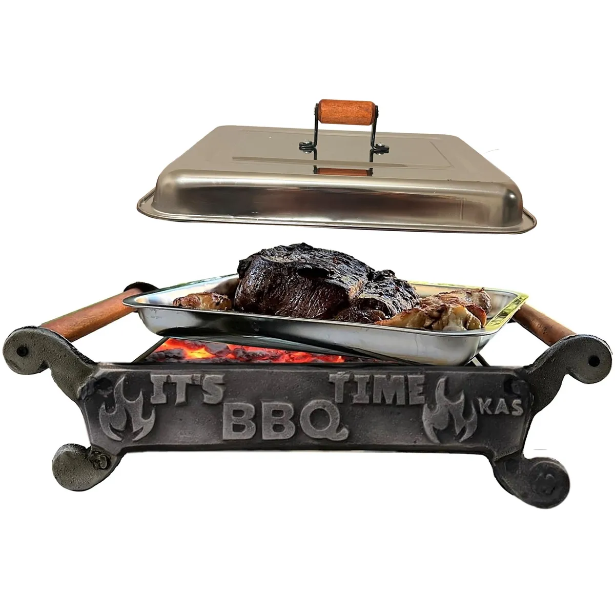 KAS - Parrilla Brasero para Mesa con Tapa BBQ Time