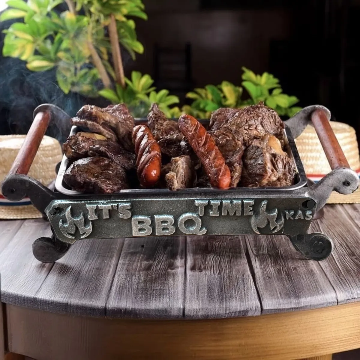 KAS - Parrilla Brasero para Mesa con Tapa BBQ Time