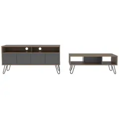 TUHOME - Combo Rack Tv 55 + Mesa De Centro Vassel Miel Plomo