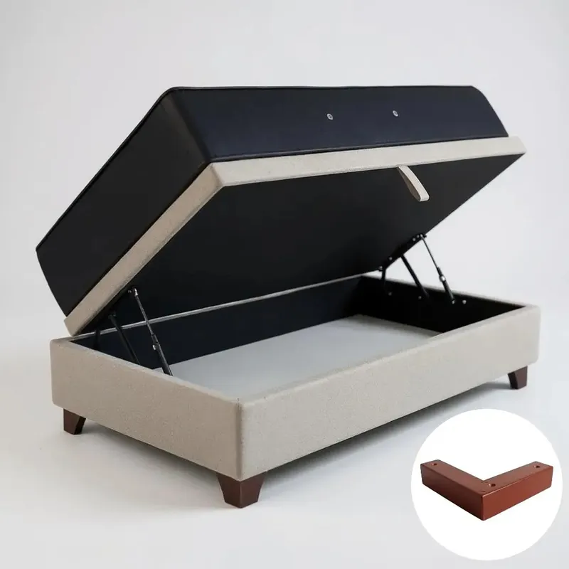 BLOCCARE - Cama Baul 1.5 Plaza L190+Colchon CIC PREMIUM/Patas Madera 4.5CM Beige