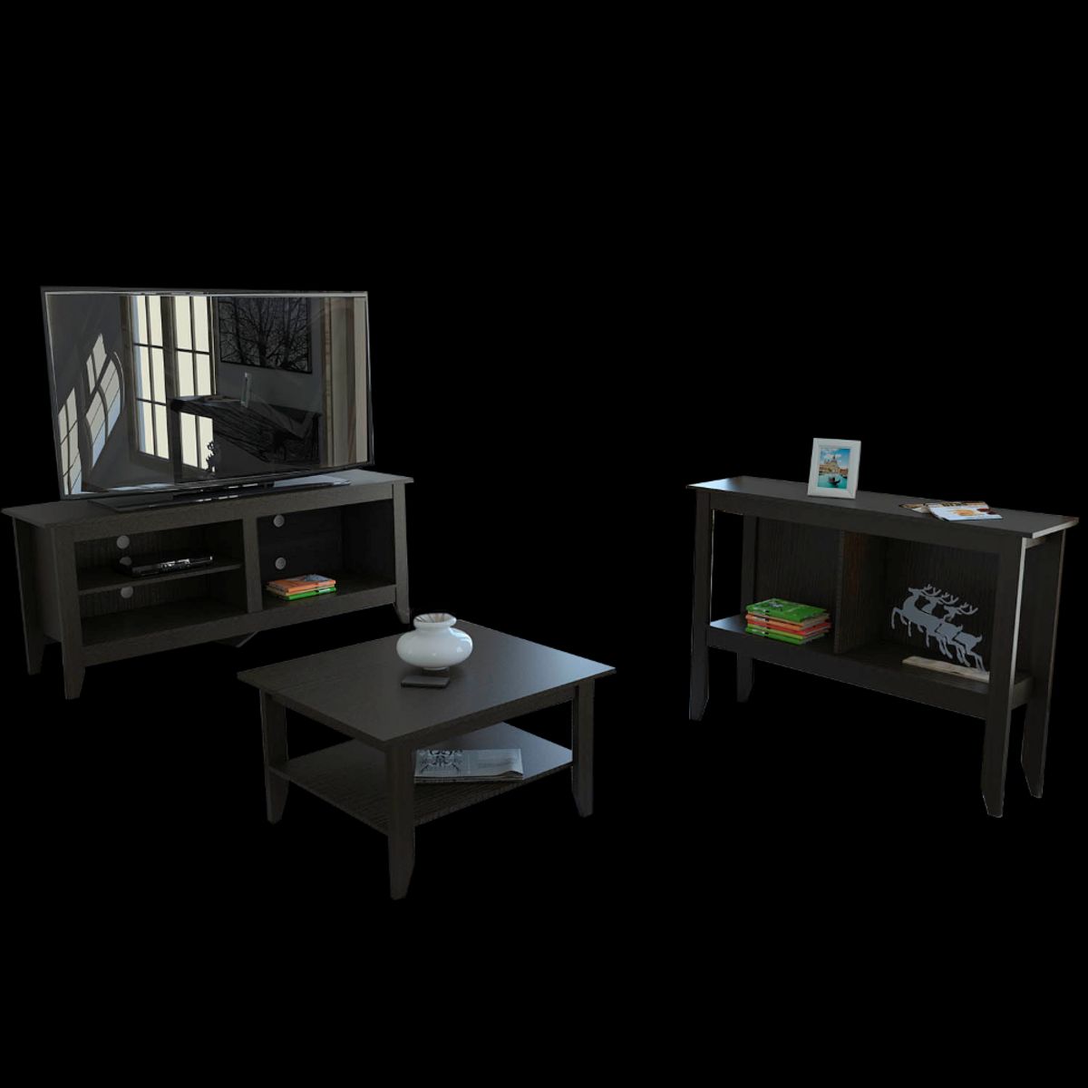 TUHOME - Combo Rack Tv 65 + Mesa De Centro + Arrimo Essential Wengue