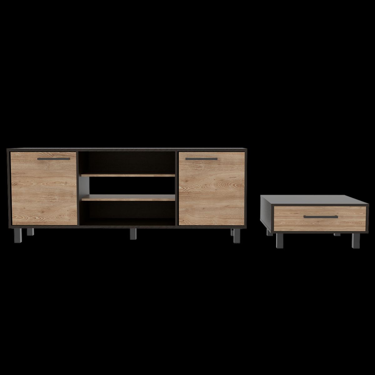 TUHOME - Combo Rack Tv 65 + Mesa Centro Kaia Wengue Miel
