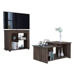 TUHOME - Combo Rack Tv46 + Mesa De Centro Optimus Coñac
