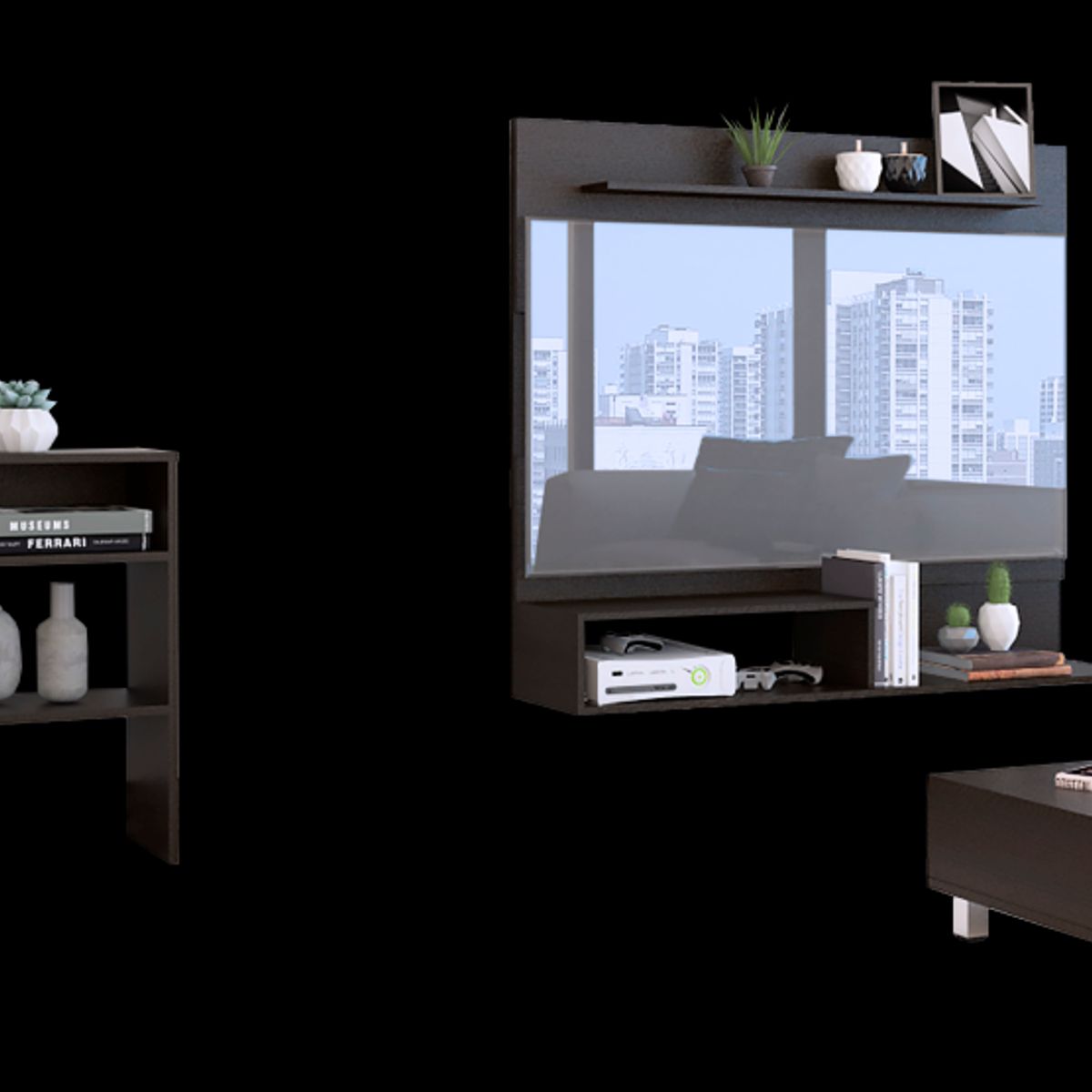 TUHOME - Combo Panel Tv 55 + Arrimo + Mesa De Centro Beijing Wengue