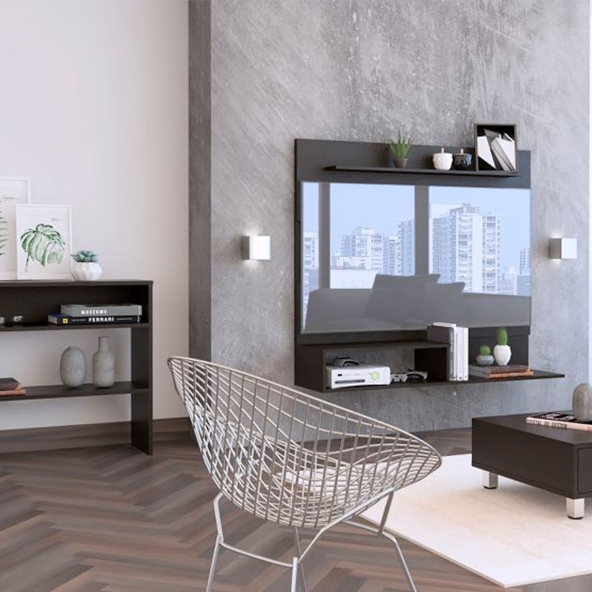 TUHOME - Combo Panel Tv 55 + Arrimo + Mesa De Centro Beijing Wengue