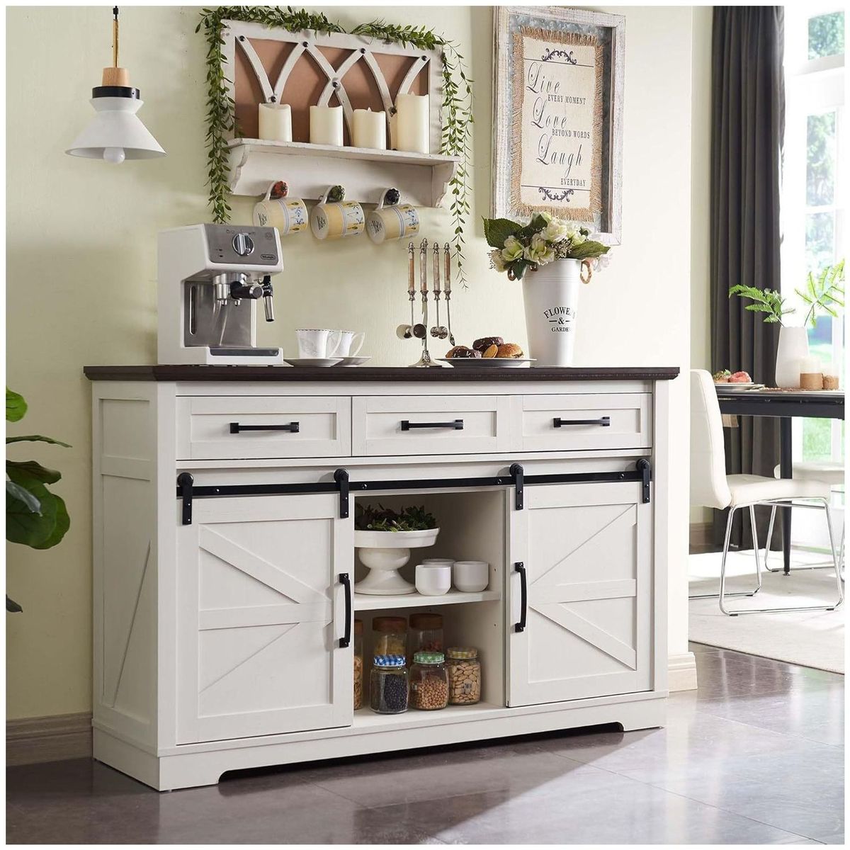 HOMER DESIGN - Buffet Aparador Cocina Europeo Puerta Delizante 136x40x87cm
