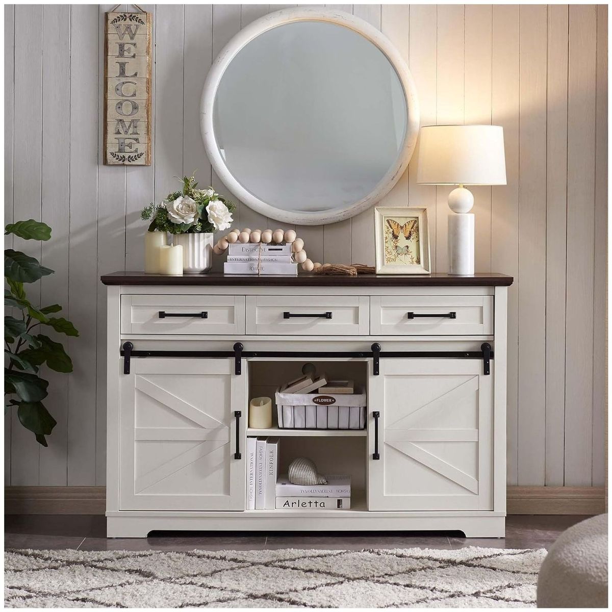 HOMER DESIGN - Buffet Aparador Cocina Europeo Puerta Delizante 136x40x87cm