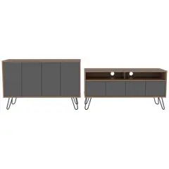 TUHOME - Combo Rack Tv 55 + Bife Vassel Miel Plomo