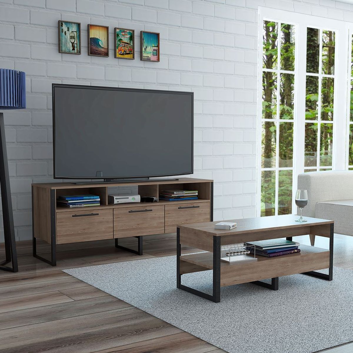 TUHOME - Combo Rack Tv 60 + Mesa Centro Magnum Miel