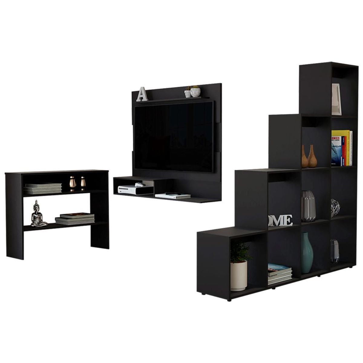 TUHOME - Combo Arrimo + Panel Tv 55 +Biblioteca Escalera Beijing -Wengue