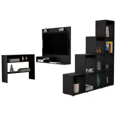 TUHOME - Combo Arrimo + Panel Tv 55 +Biblioteca Escalera Beijing -Wengue