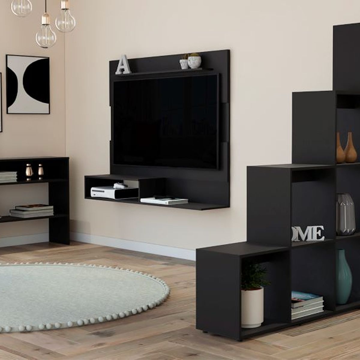 TUHOME - Combo Arrimo + Panel Tv 55 +Biblioteca Escalera Beijing -Wengue