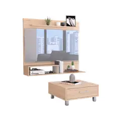 TUHOME - Combo Panel Tv 55 + Mesa De Centro Beijing Beijing Rovere Blanco