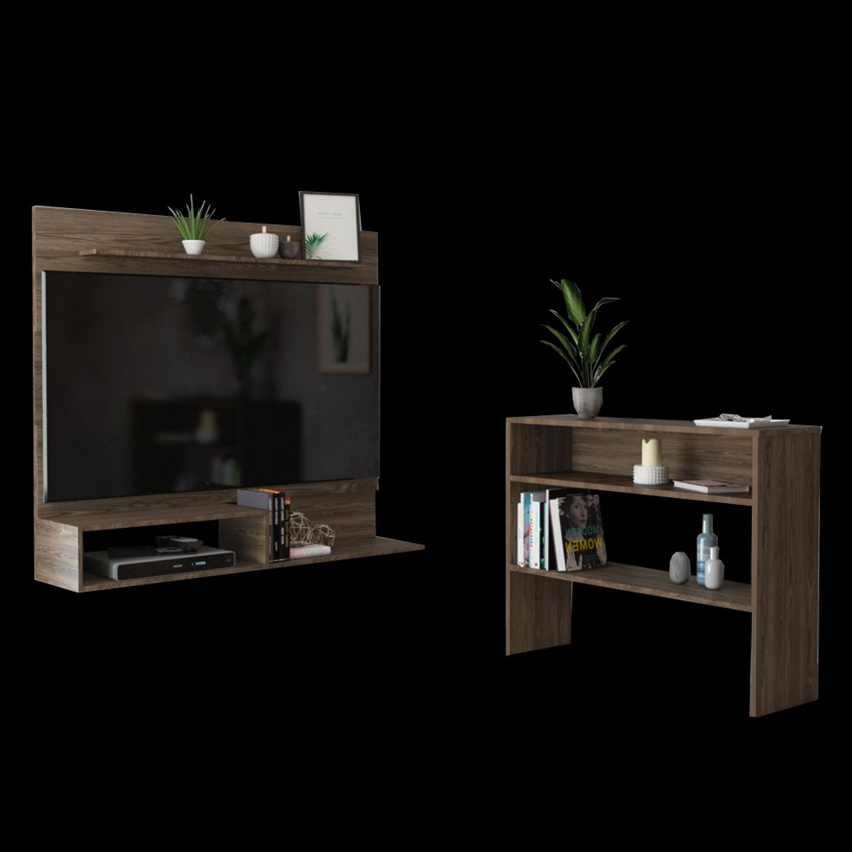 TUHOME - Combo Panel Tv 55 + Arrimo Beijing Coñac