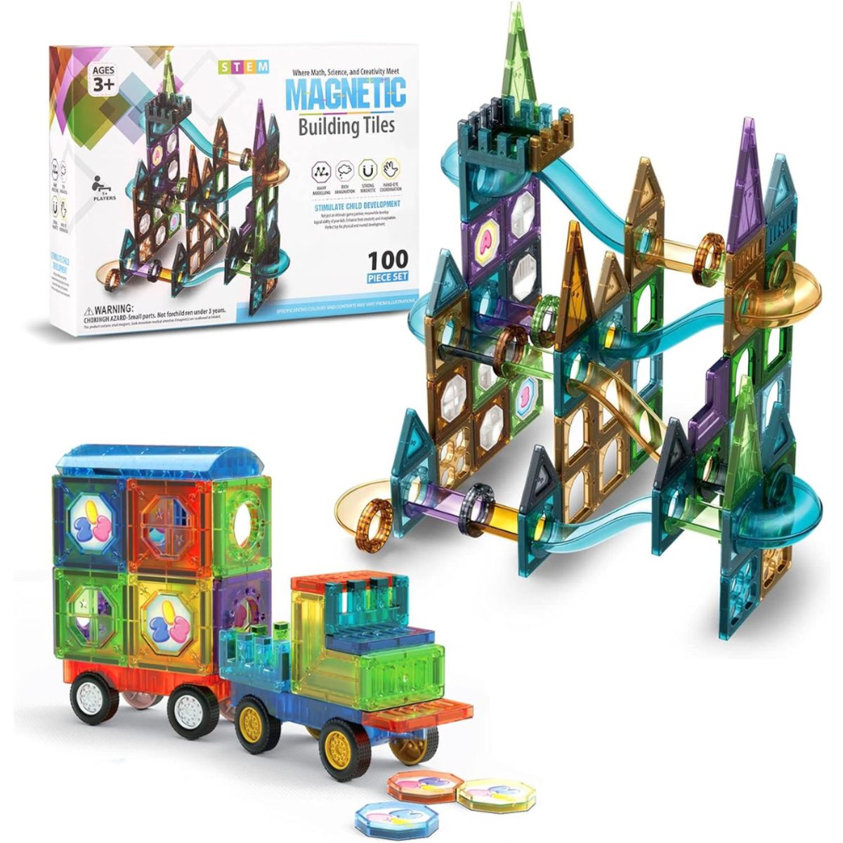 MAGNETICS - Set de Bloques Magnéticos STEM – 100 Piezas