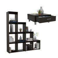 Combo Biblioteca Escalera + Mesa De Centro Beijing Wengue