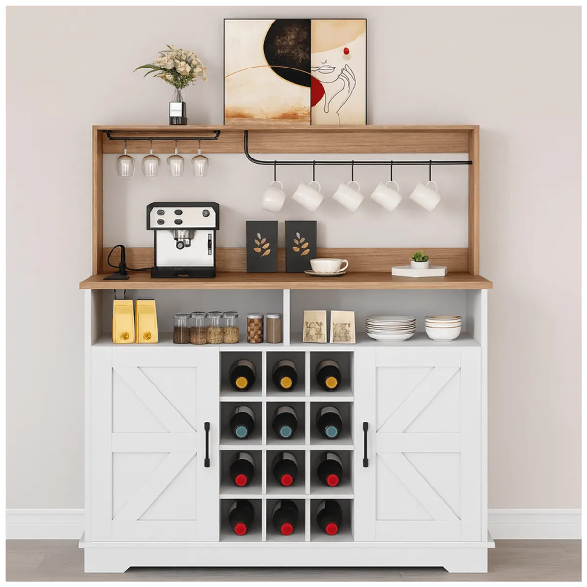 HOMER DESIGN - Mueble Bar Con Enchufe Aparador Buffet Para Cocina Comedor