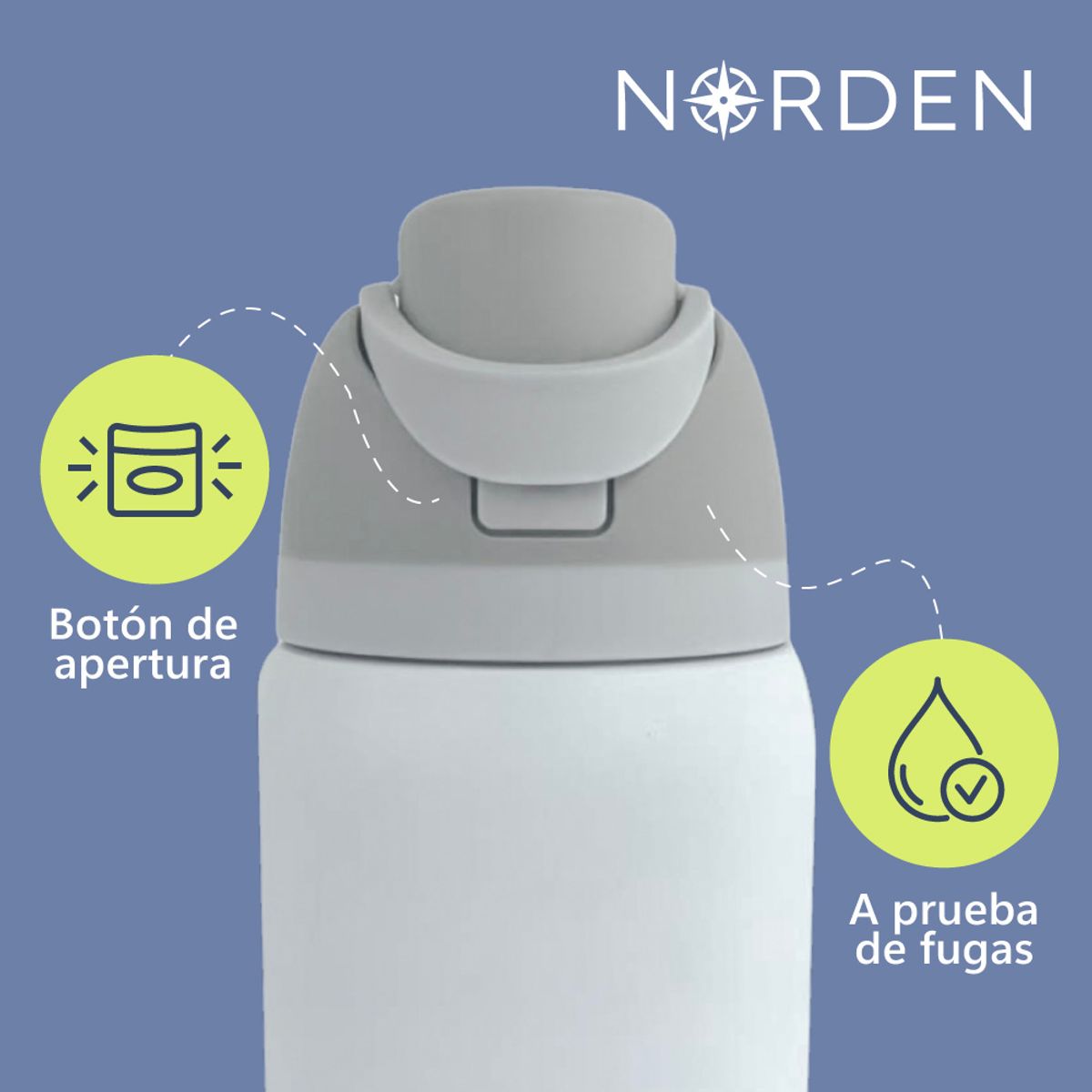 NORDEN - Botella Térmica De Agua Acero Inoxidable 1 Litro Norden