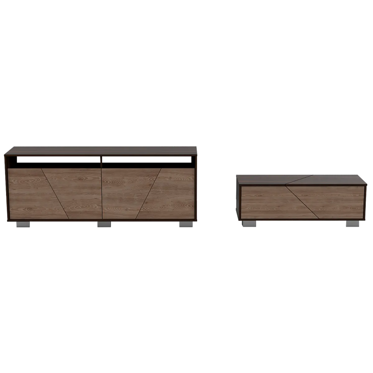 TUHOME - Combo Rack Tv70 + Mesa Centro Fraktal Café Oscuro Miel