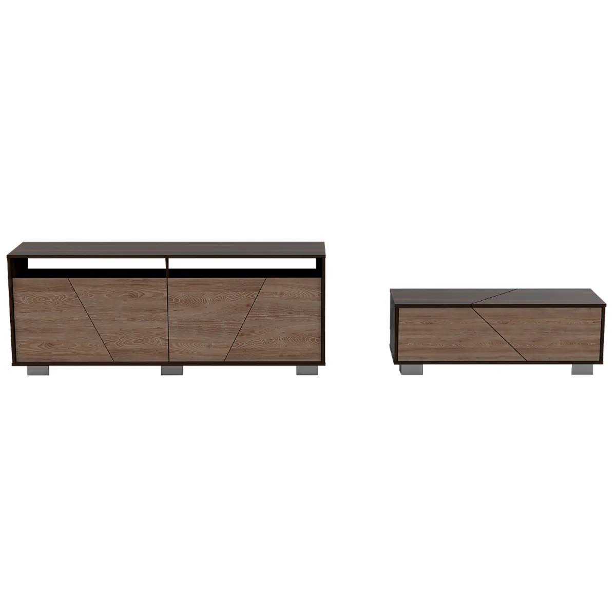 TUHOME - Combo Rack Tv70 + Mesa Centro Fraktal Café Oscuro Miel