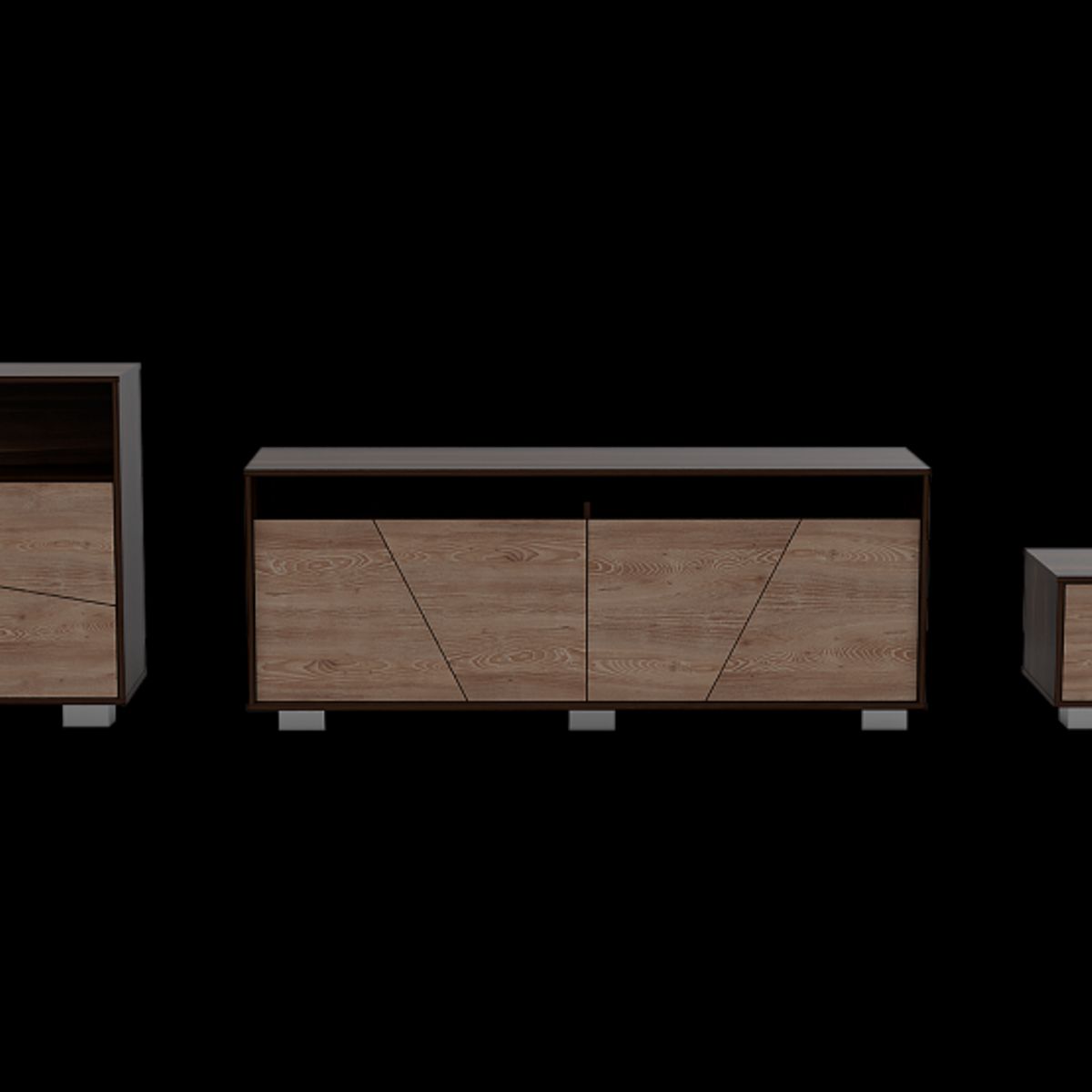 TUHOME - Combo Rack Tv 70 + Arrimo + Mesa Centro Fraktal Café Oscuro Miel