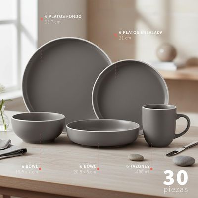 Imagen 2 del producto Juego de Loza 30 pcs Cerámica Bruselas