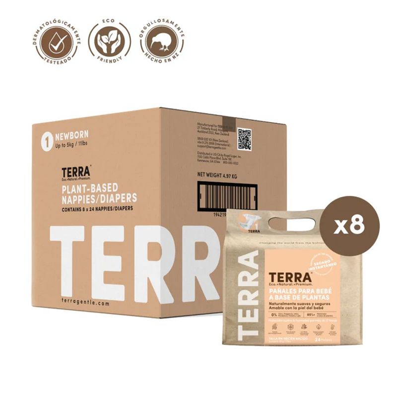 TERRA - Pañales Terra Biodegradables Caja Talla RN 192 uns