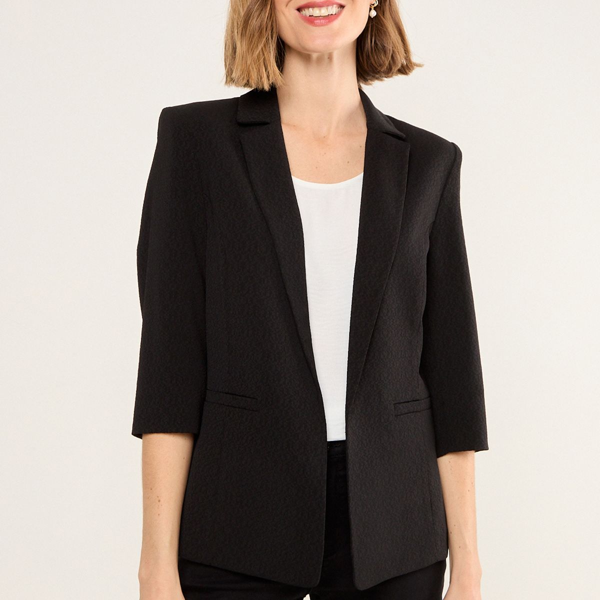 MA GRIFFE - Blazer Liso Mujer Negro Magriffe