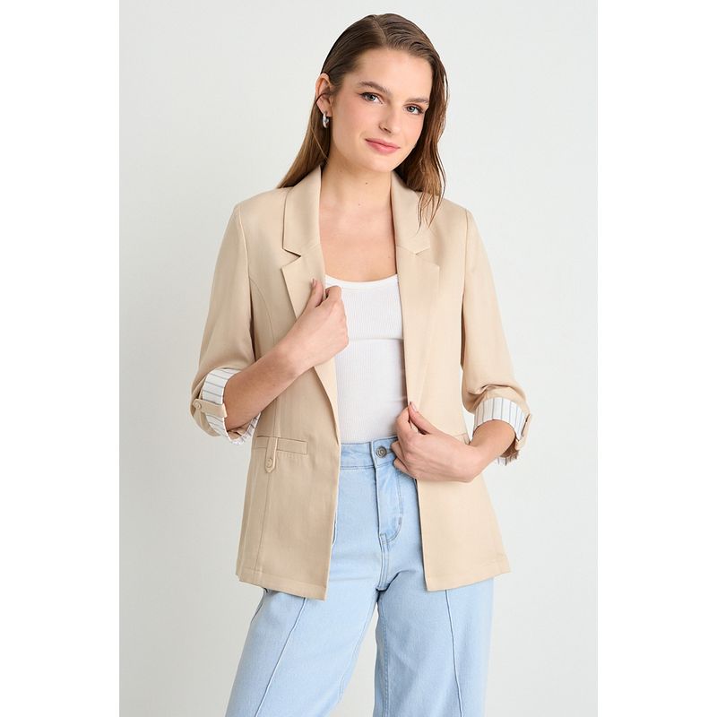 IO - Blazer Liso Mujer Beige Io