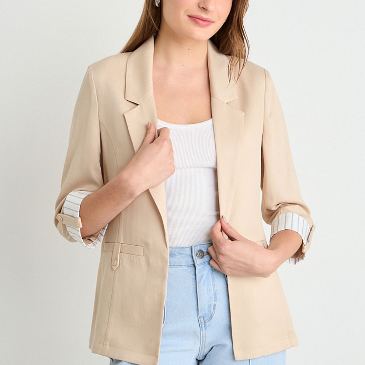 IO - Blazer Liso Mujer Beige Io