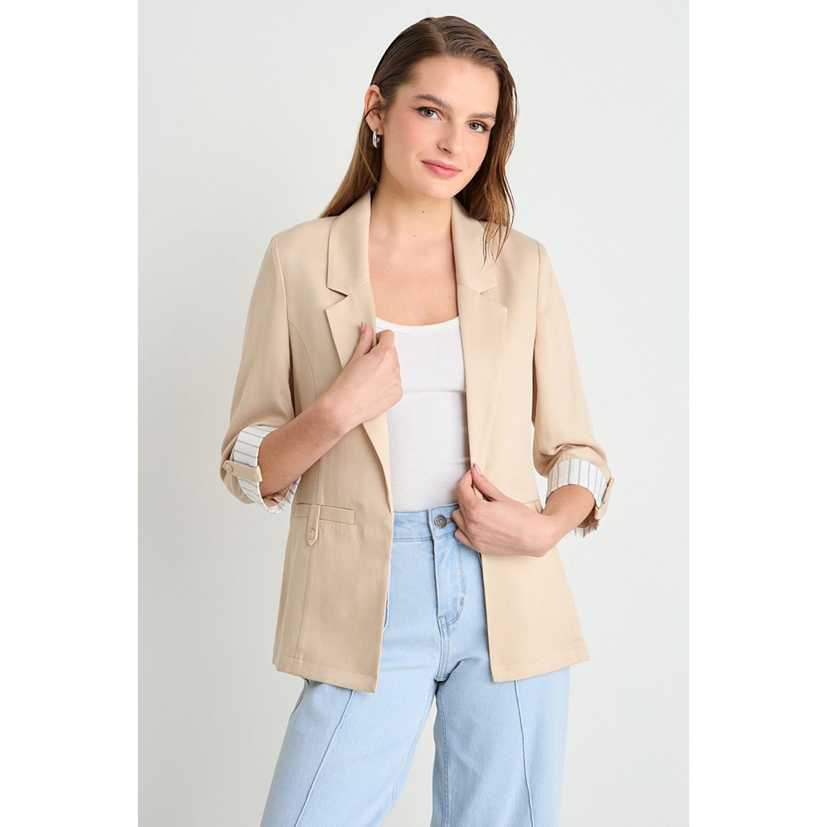 IO - Blazer Liso Mujer Beige Io