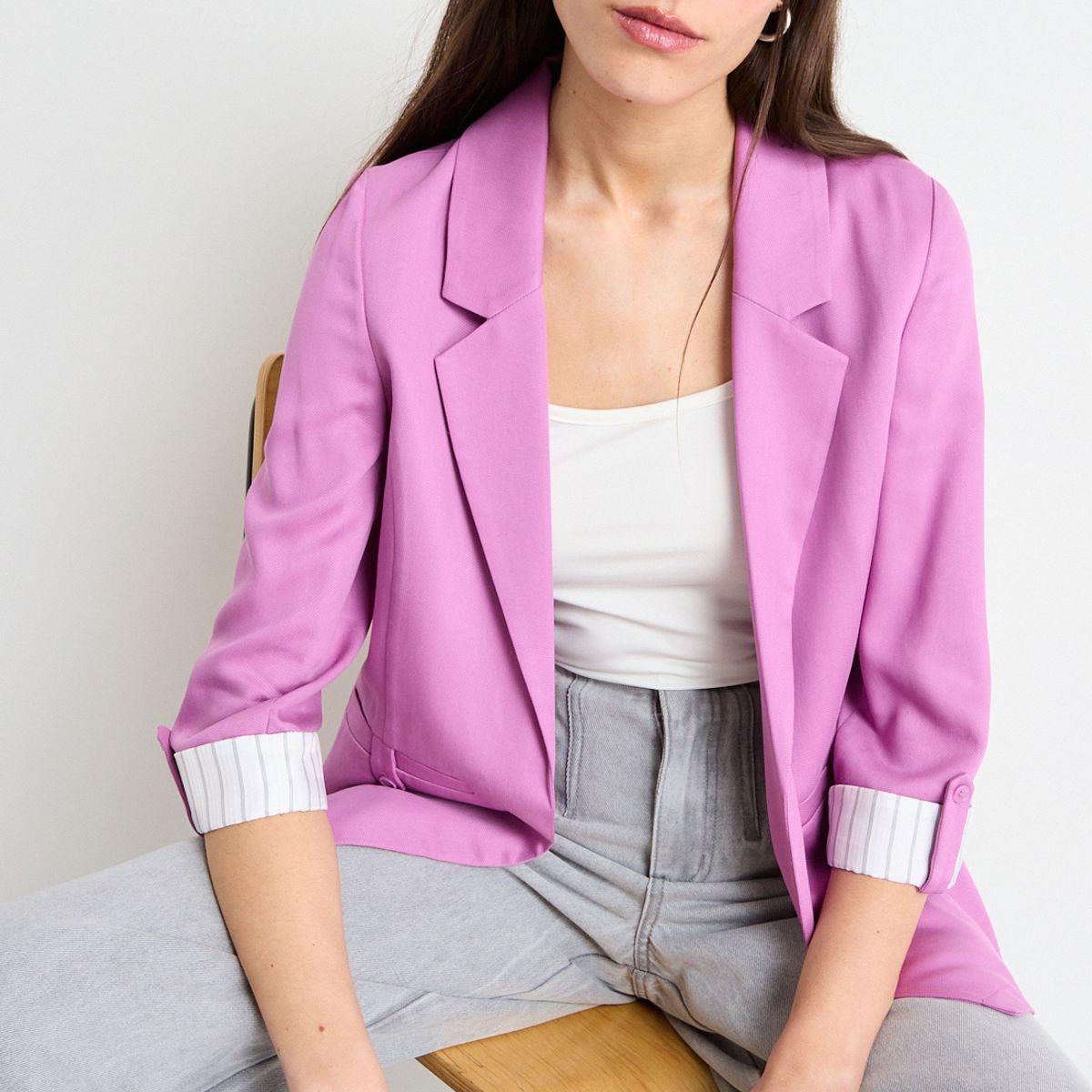 IO - Blazer Liso Mujer Fucsia Io