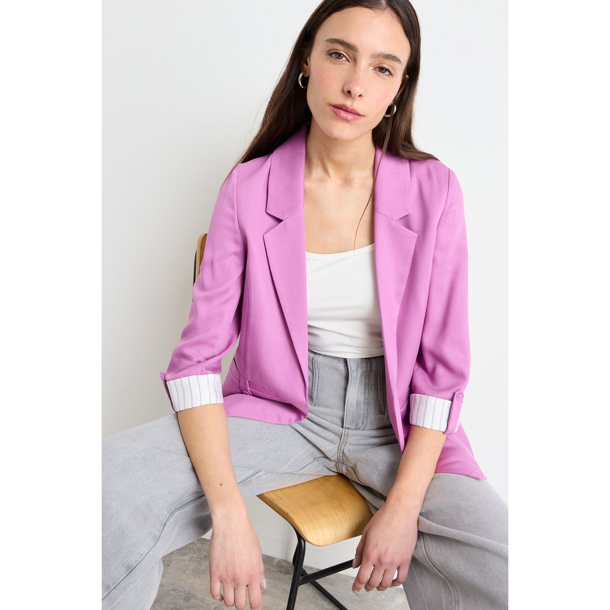 IO - Blazer Liso Mujer Fucsia Io