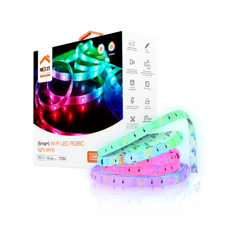 NEXXT SOLUTIONS - Cinta LED Inteligente Wi-Fi RGBIC 5m Multicolor