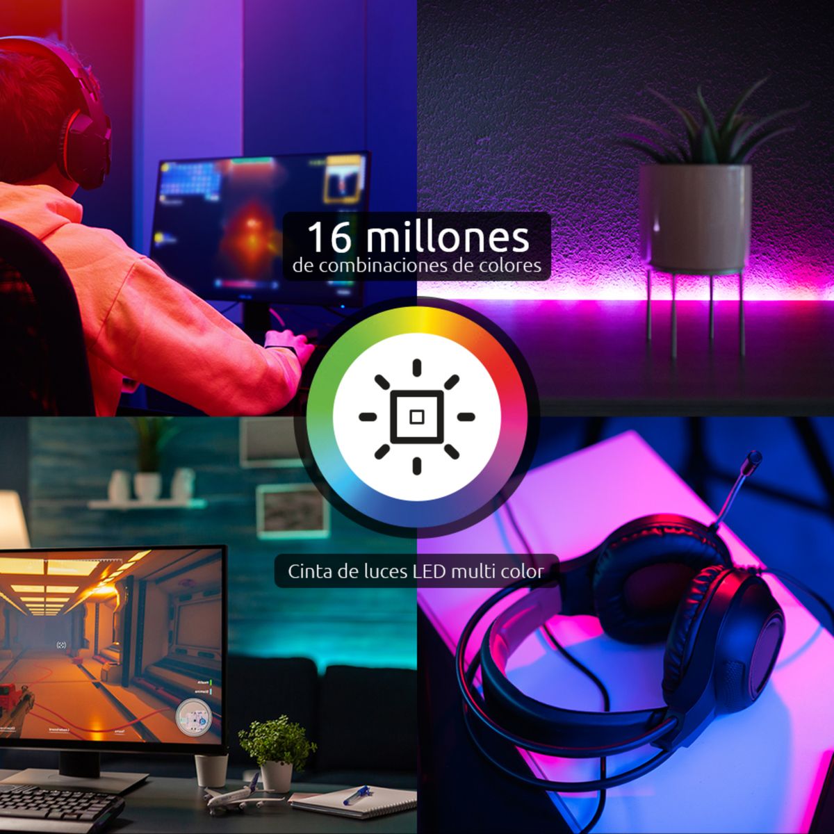 NEXXT SOLUTIONS - Cinta LED Inteligente Wi-Fi RGBIC 5m Multicolor