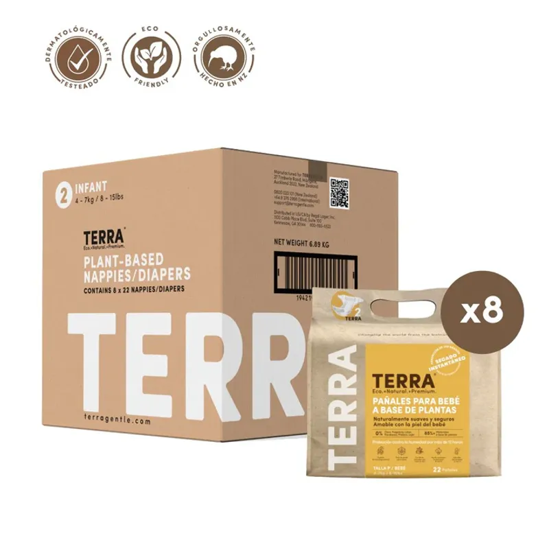 TERRA - Pañales Terra Biodegradables Caja Talla P 176 uns