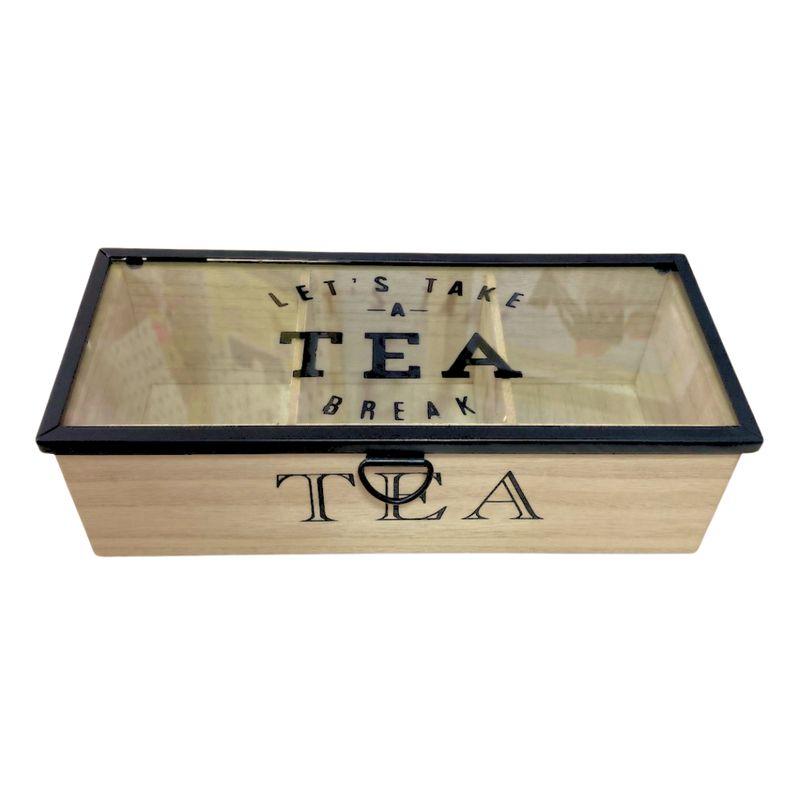 GENERICO - Caja de Madera para Bolsas de Té Almacenamiento 3 divisiones