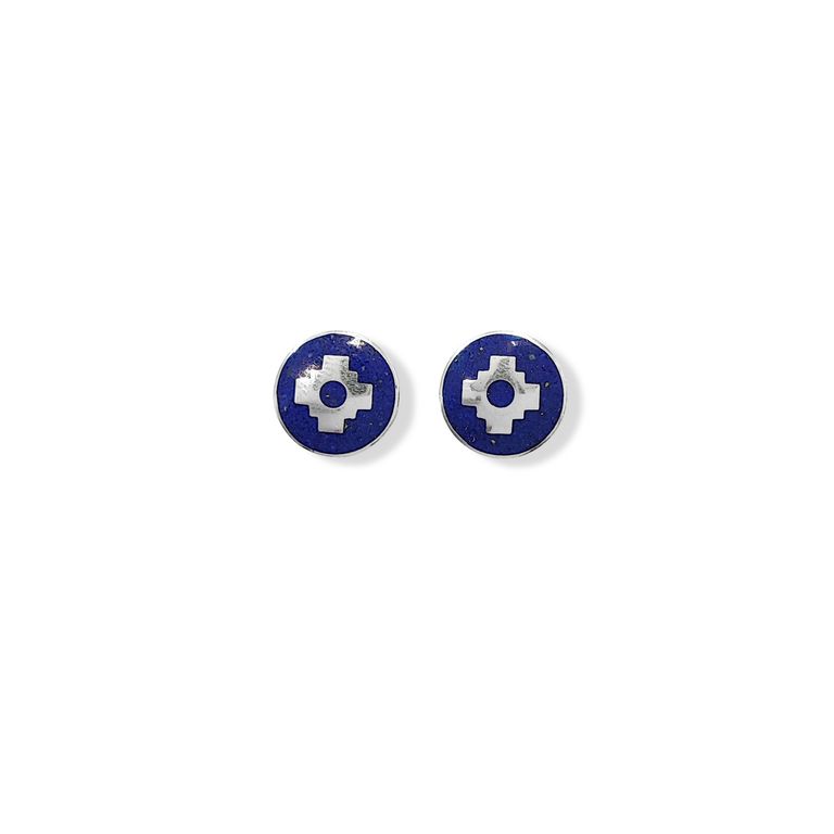 Aros Lapislazuli Cruz Andina Plata Fina 950 Azul TALLA UNICA
