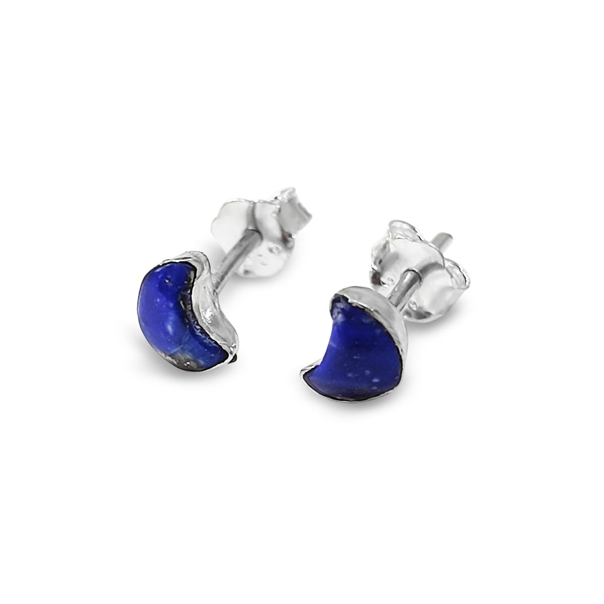 COGGIOLA - Aros Luna Mini Lapislázuli Plata Fina 925