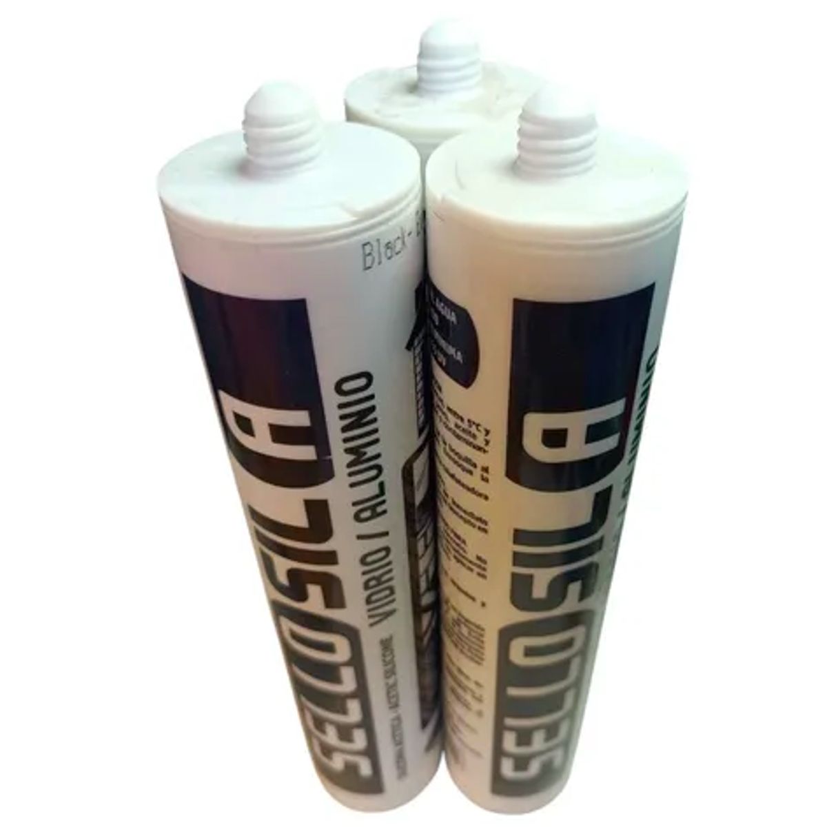 SELLOSIL - Pack x3 Silicona Acetica Tubo Baño Cocina Sellosil Color Negro Sin fungicida