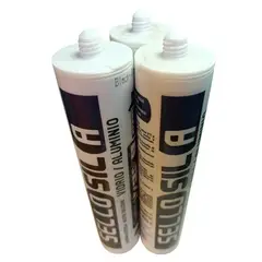 SELLOSIL - Pack x3 Silicona Acetica Tubo Baño Cocina Color Negro Sin fungicida