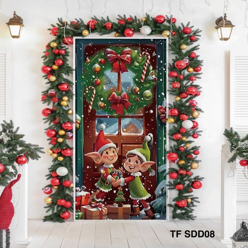 ANGELES DEL HOGAR - FUNDA PARA PUERTA NAVIDEÑA DECORATIVAS 90X210CM