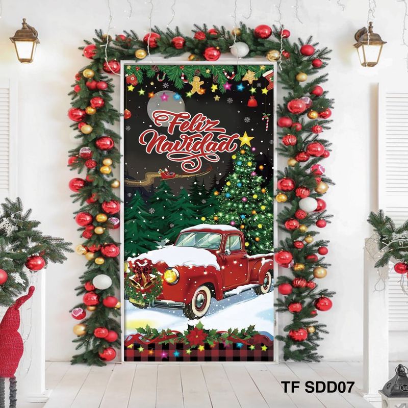 ANGELES DEL HOGAR - FUNDA PARA PUERTA NAVIDEÑA DECORATIVAS 90X210CM