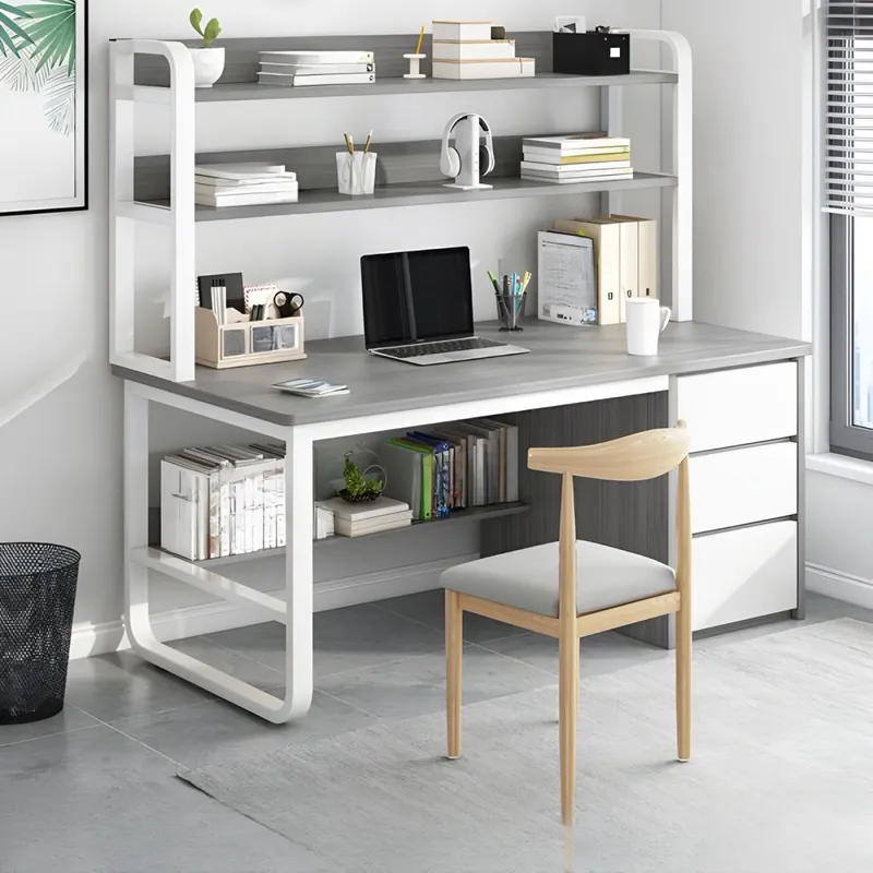 ACTUAL - Escritorio Multifuncional 120x50x147 Con 3 Cajones Estantería Superior