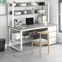 ACTUAL - Escritorio Multifuncional 120x50x147 Con 3 Cajones Estantería Superior