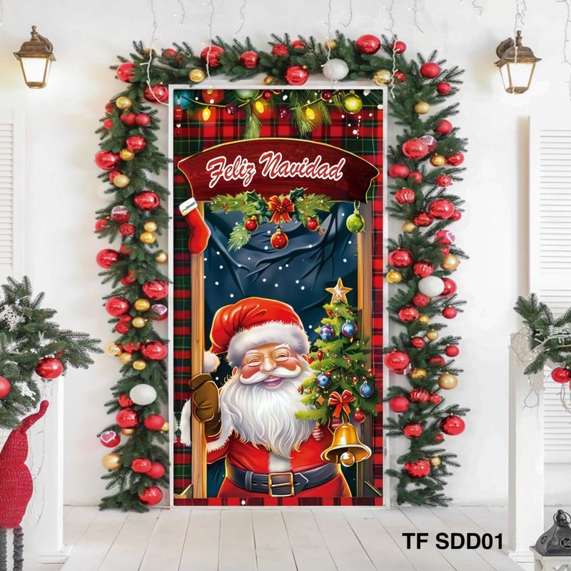 ANGELES DEL HOGAR - FUNDA PARA PUERTA NAVIDEÑA DECORATIVAS 90X210CM