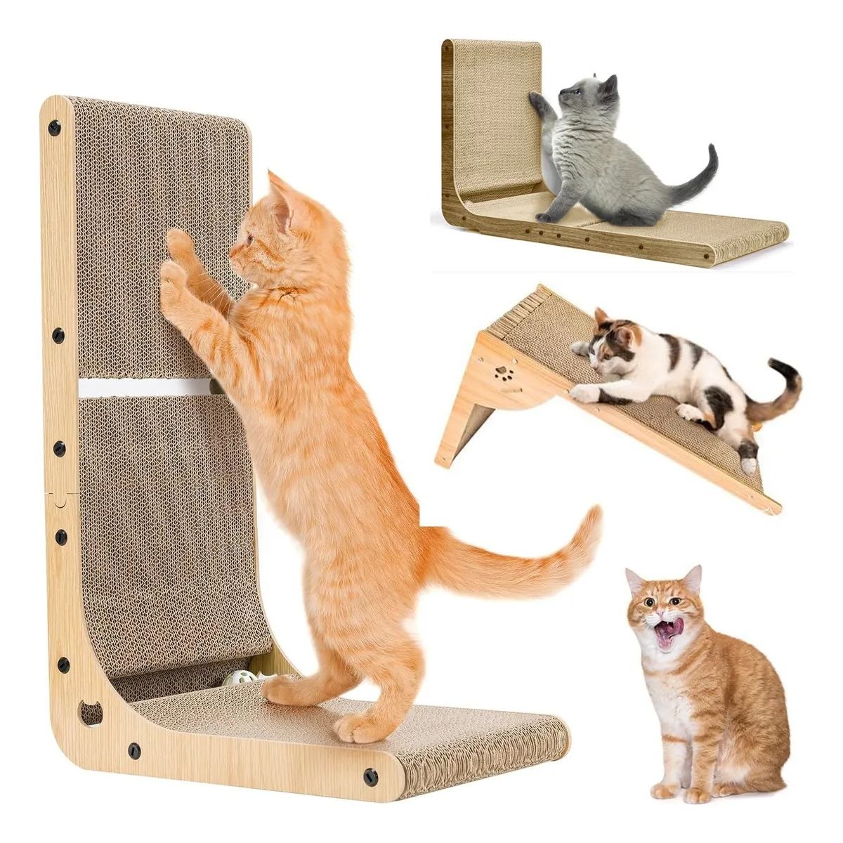 EVERSO - Rascador Vertical Diseño L De Cartón Corrugado Para Gatos