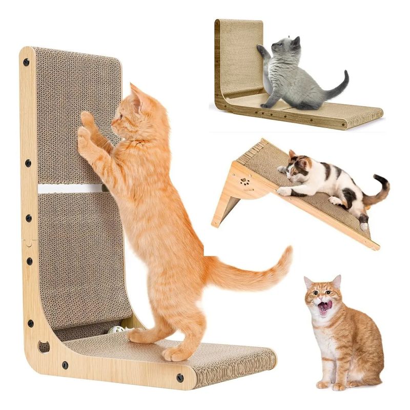 EVERSO - Rascador Vertical Diseño L De Cartón Corrugado Para Gatos