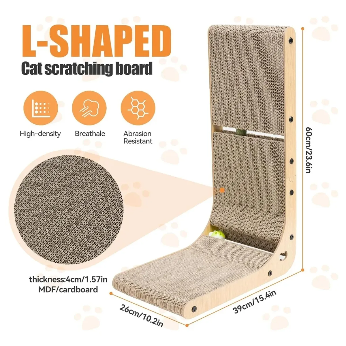 EVERSO - Rascador Vertical Diseño L De Cartón Corrugado Para Gatos