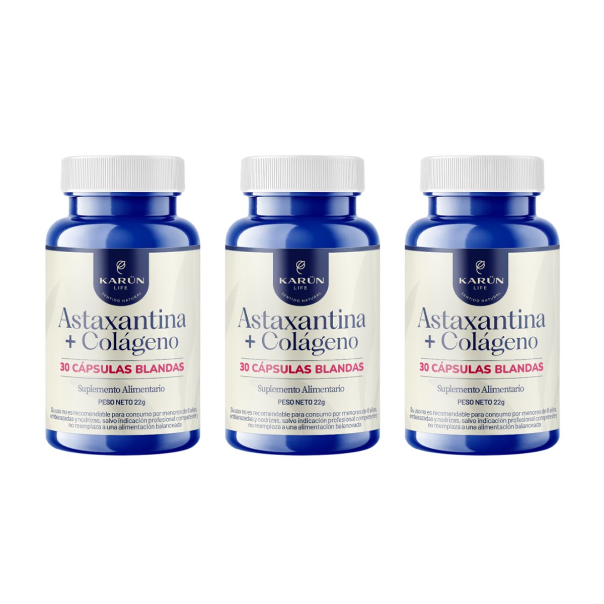 KARUNLIFE - Pack X3 Astaxantina Con Colágeno 90 Capsulas Karun Life